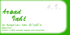 arpad vahl business card